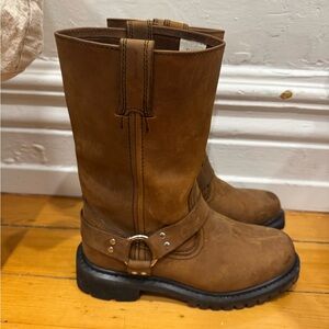 Brown Leather moto boots